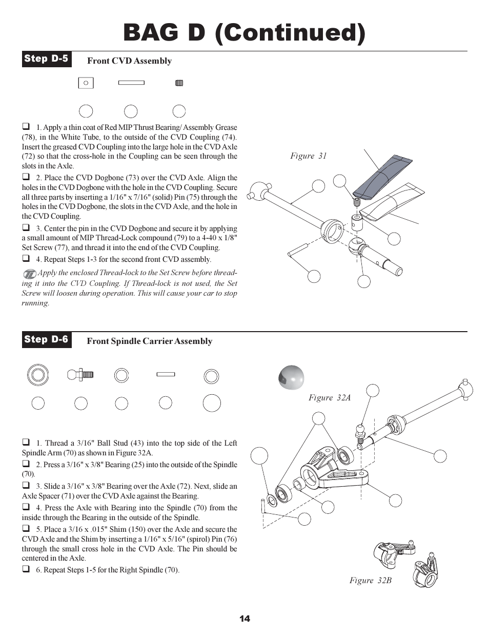 Bag d (continued) | Losi XXX-S Sport User Manual | Page 17 / 40