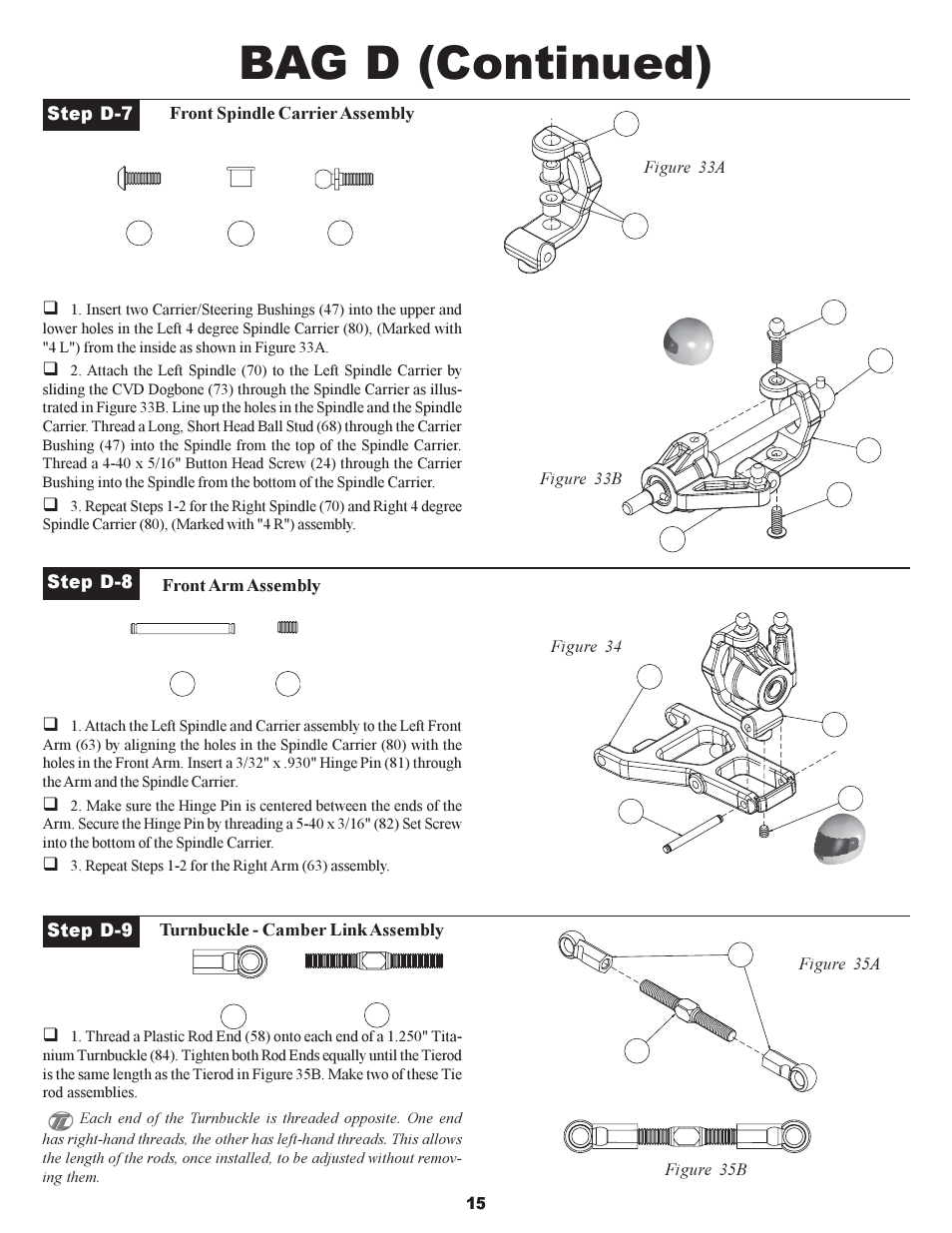 Bag d (continued) | Losi XXX-S Sport User Manual | Page 18 / 40