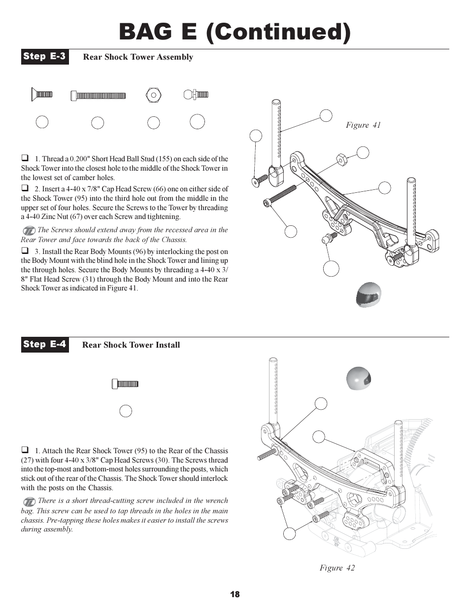 Bag e (continued) | Losi XXX-S Sport User Manual | Page 21 / 40