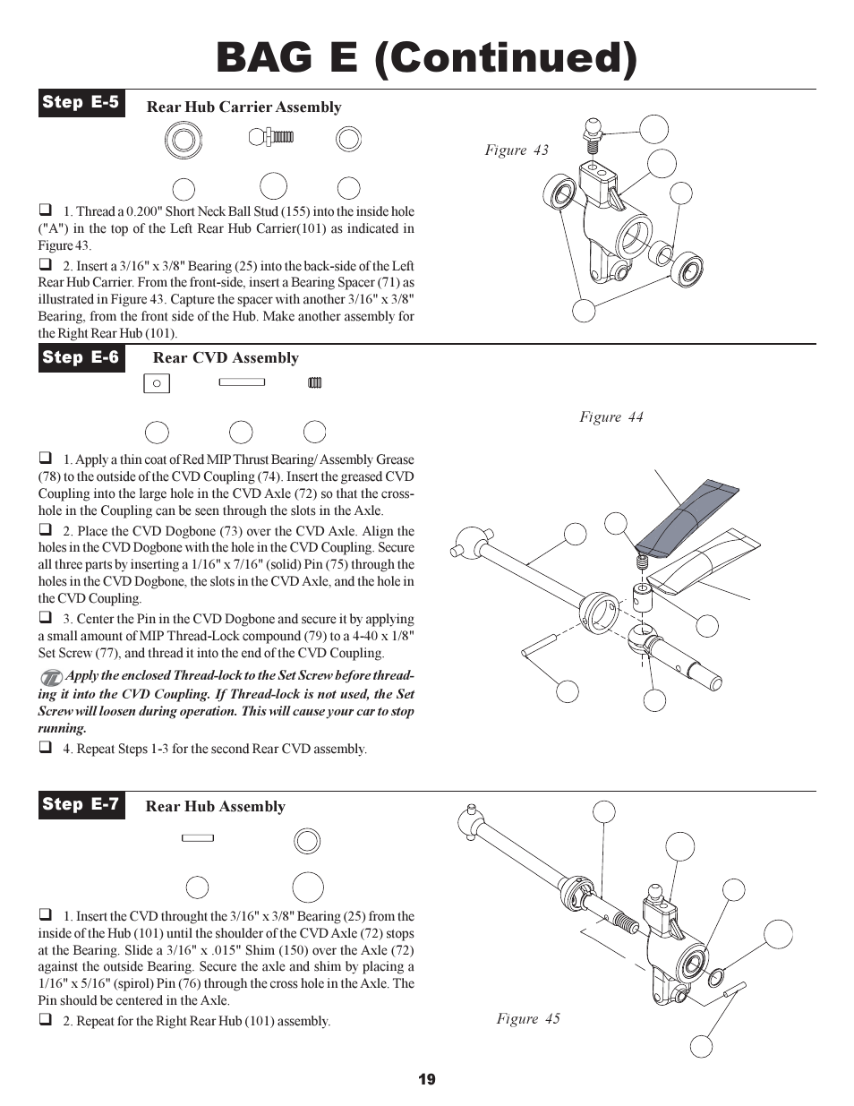 Bag e (continued) | Losi XXX-S Sport User Manual | Page 22 / 40