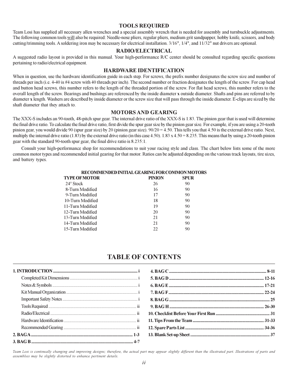 Losi XXX-S Sport User Manual | Page 3 / 40