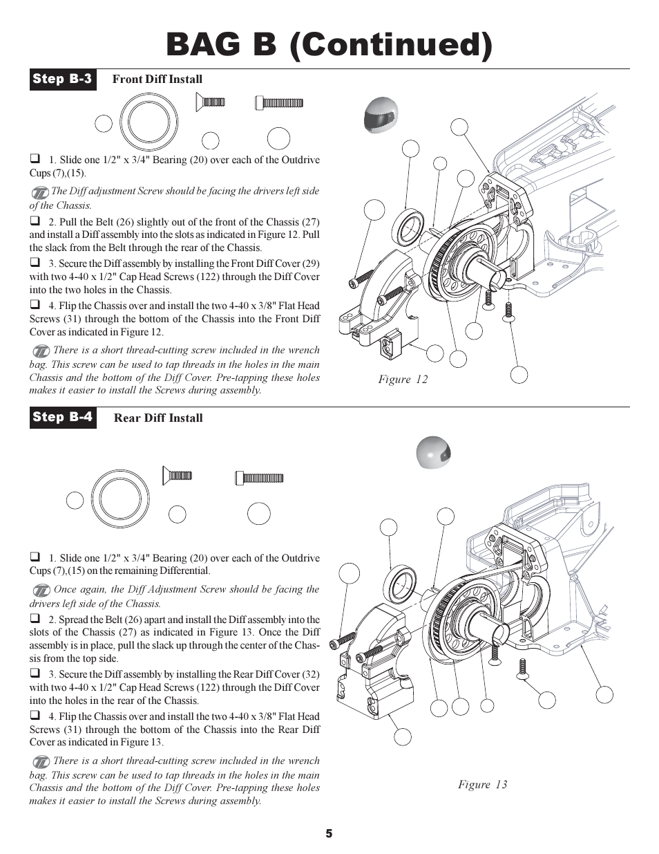 Bag b (continued) | Losi XXX-S Sport User Manual | Page 8 / 40