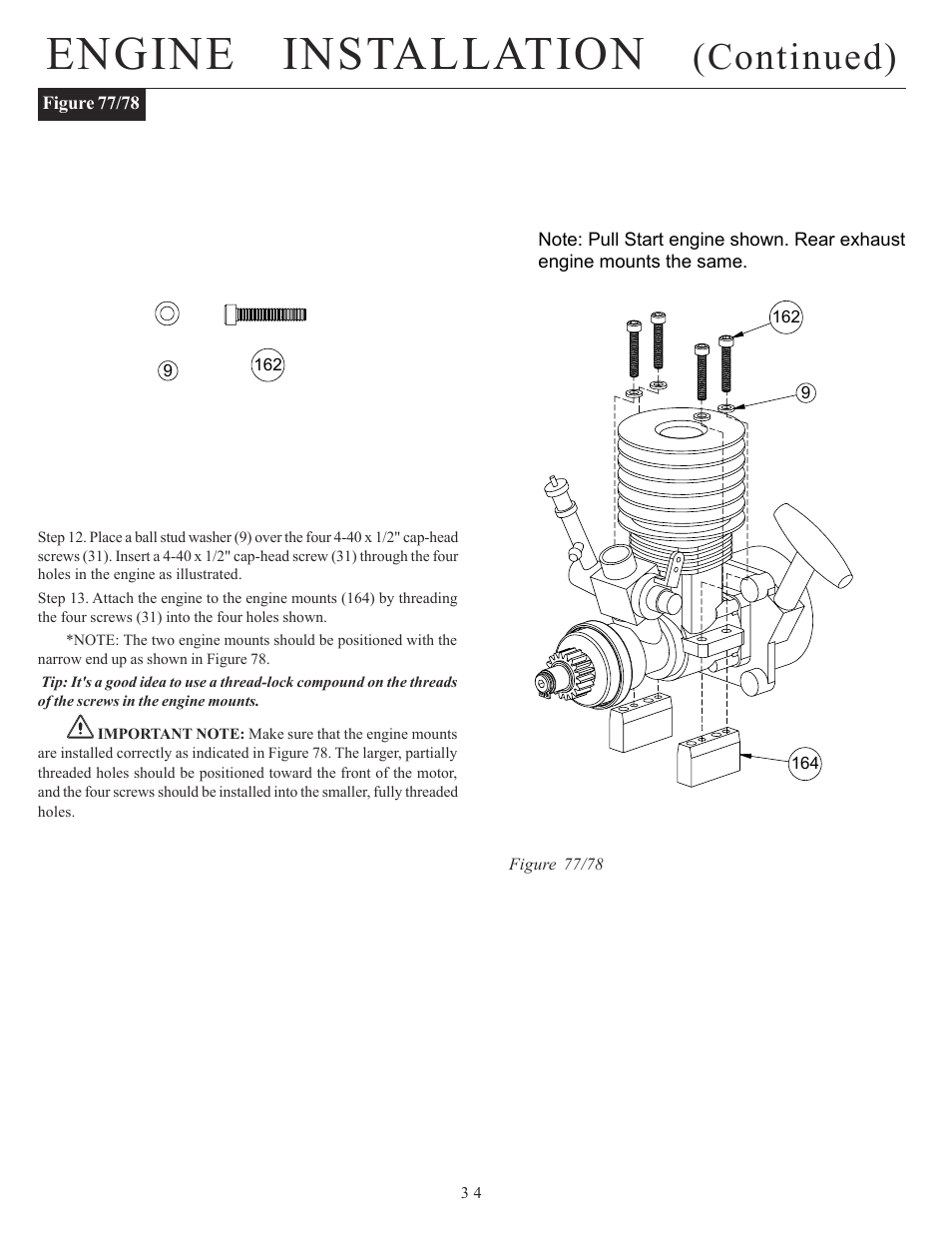 Engine installation, Continued) | Losi LOSA0887 Manual User Manual | Page 37 / 64