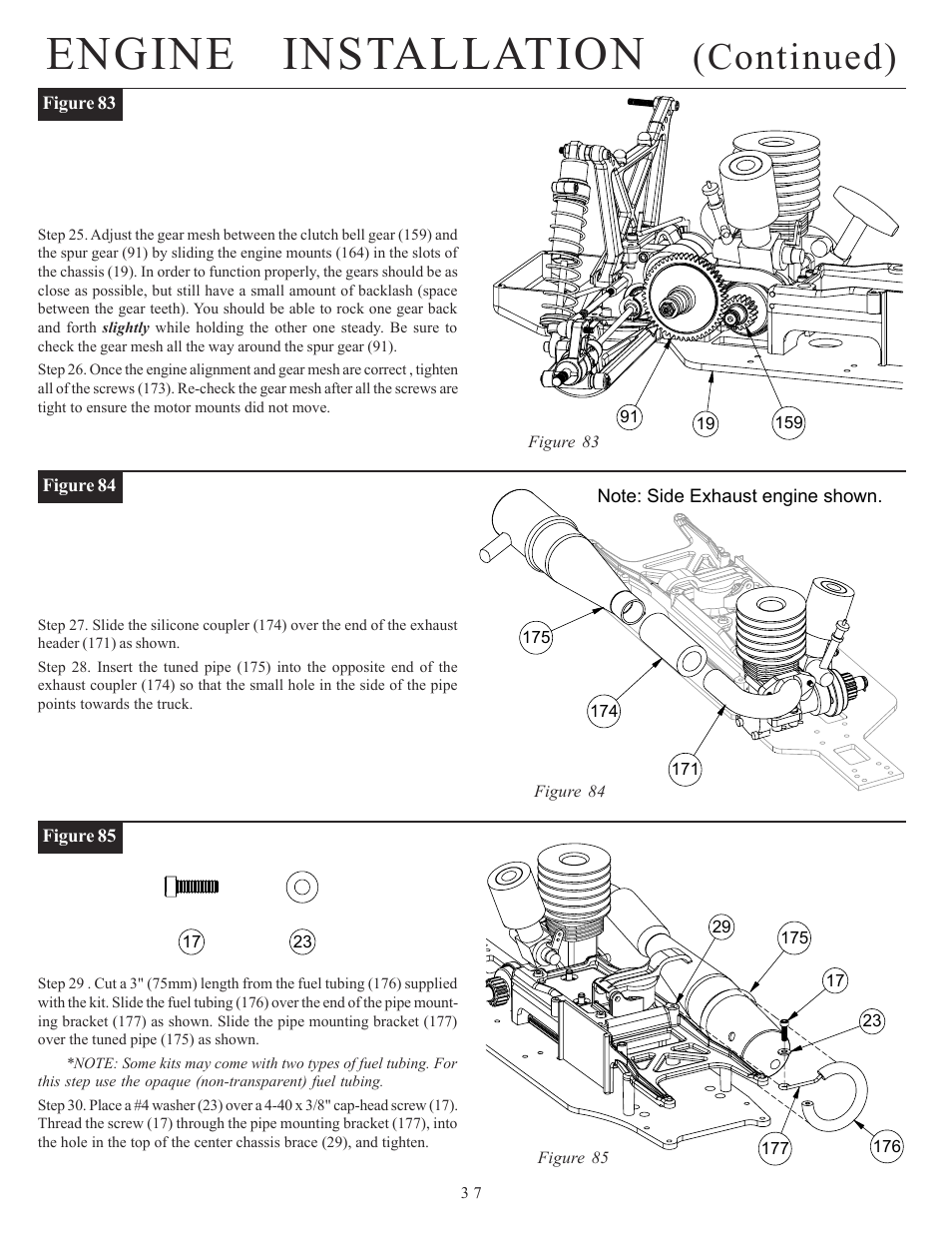 Engine installation, Continued) | Losi LOSA0887 Manual User Manual | Page 40 / 64