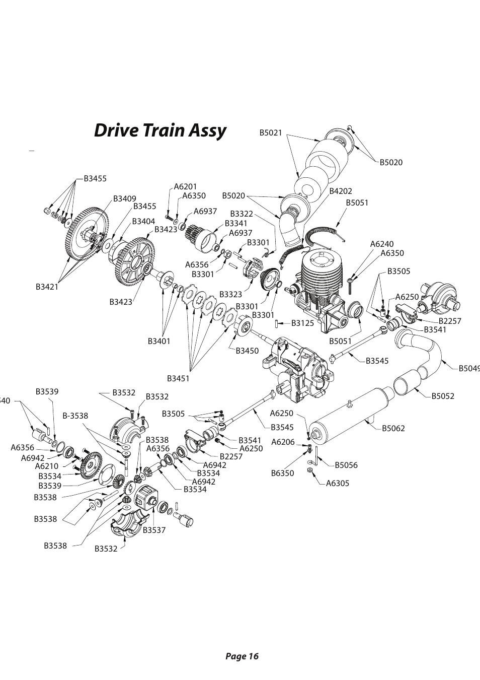 Drive train assy | Losi LOSB0012 User Manual User Manual | Page 17 / 24