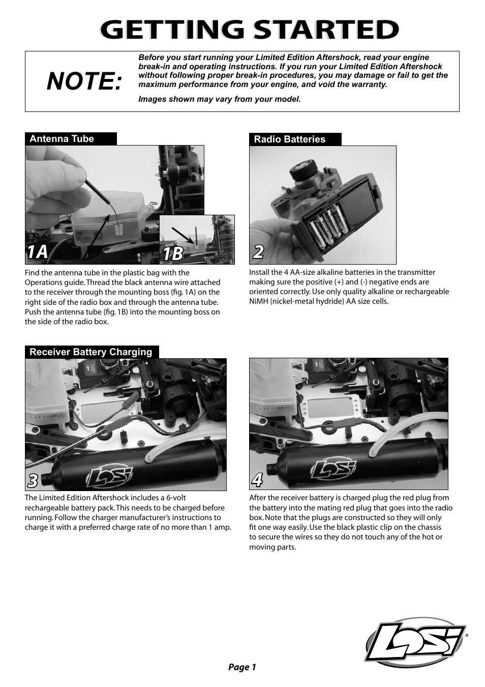 Losi LOSB0012LE Getting Started Guide User Manual | 4 pages