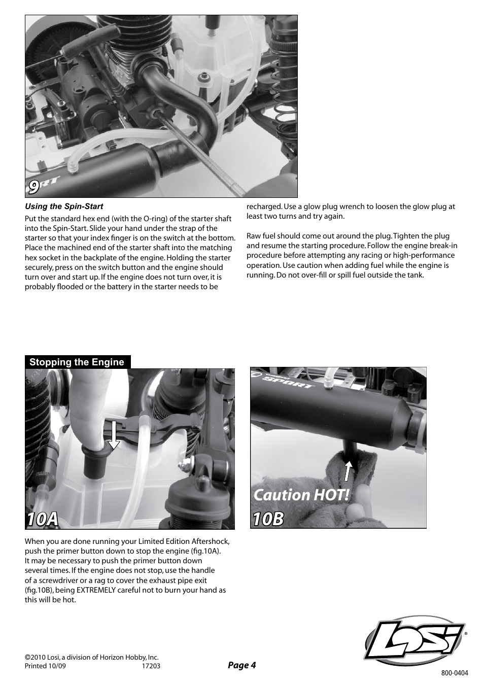 Caution hot | Losi LOSB0012LE Getting Started Guide User Manual | Page 4 / 4