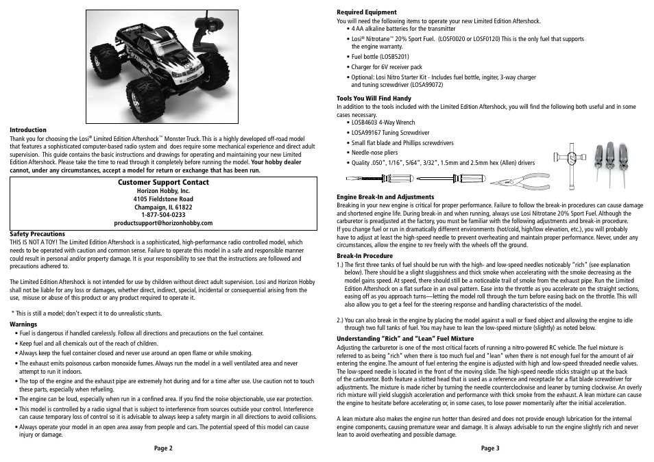 Losi LOSB0012LE User Manual User Manual | Page 2 / 15