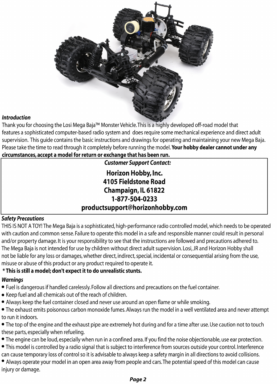 Losb0013_mega-baja-lores_manual 2 fixed.pdf | Losi LOSB0013 User Manual User Manual | Page 2 / 15