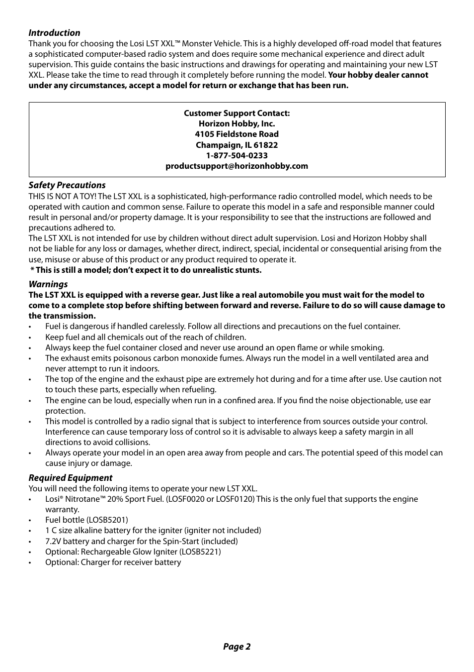 Losi LST XXL User Manual User Manual | Page 2 / 24