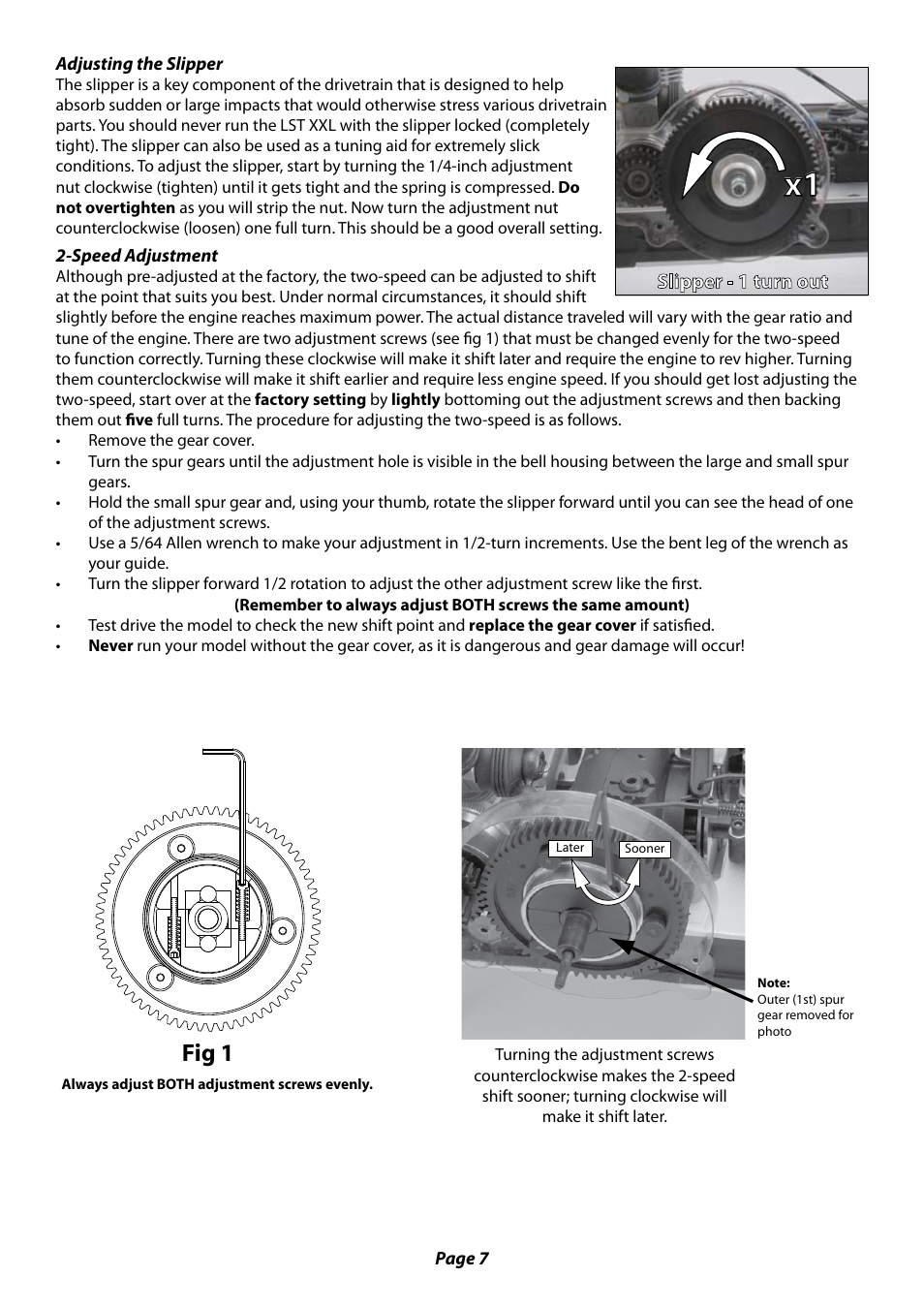 Fig 1, Slipper - 1 turn out | Losi LST XXL User Manual User Manual | Page 7 / 24