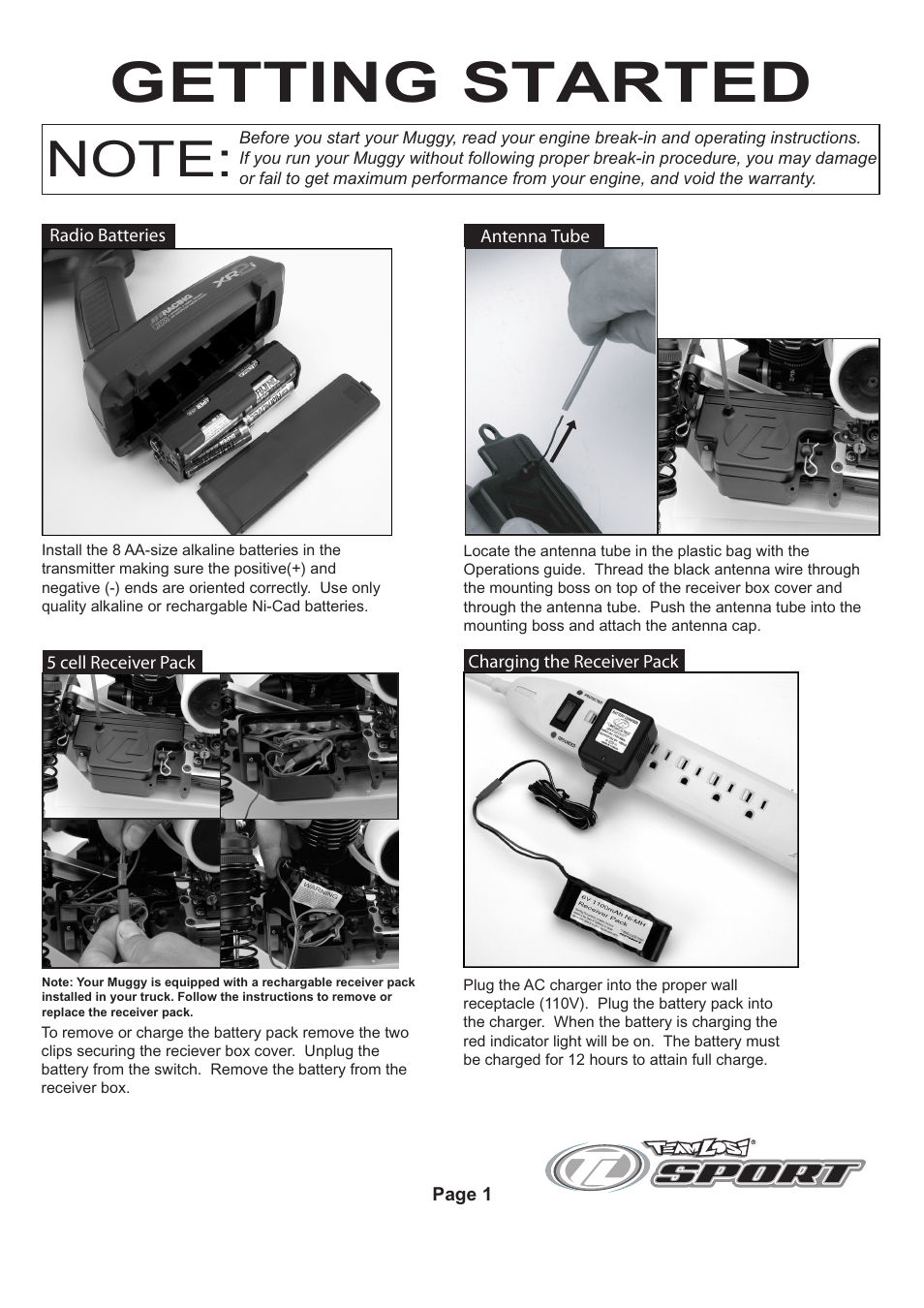 Losi LOSB0018 Getting Started Guide User Manual | 4 pages