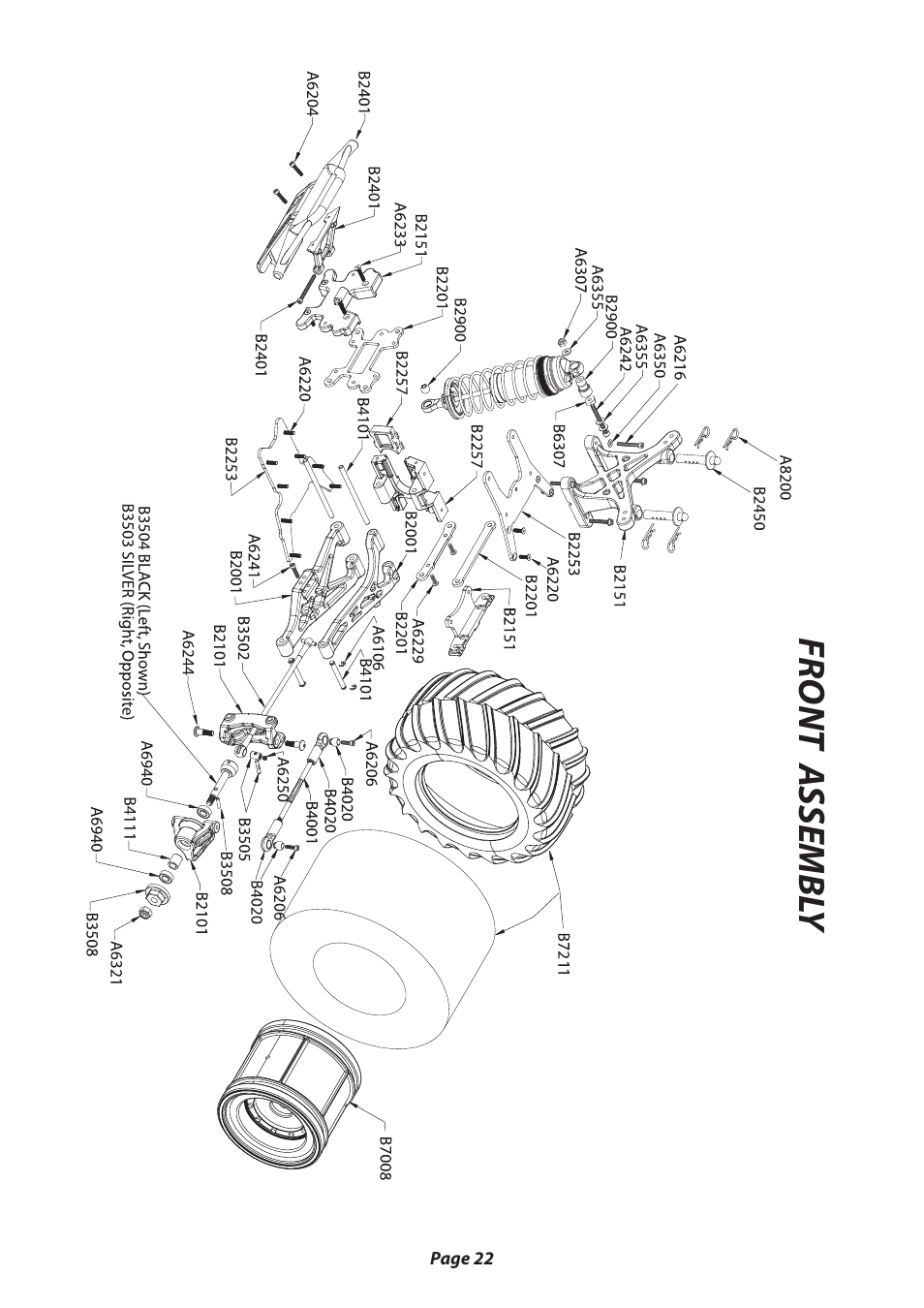 Fr ont assembl y | Losi LOSB0020 User Manual | Page 22 / 28