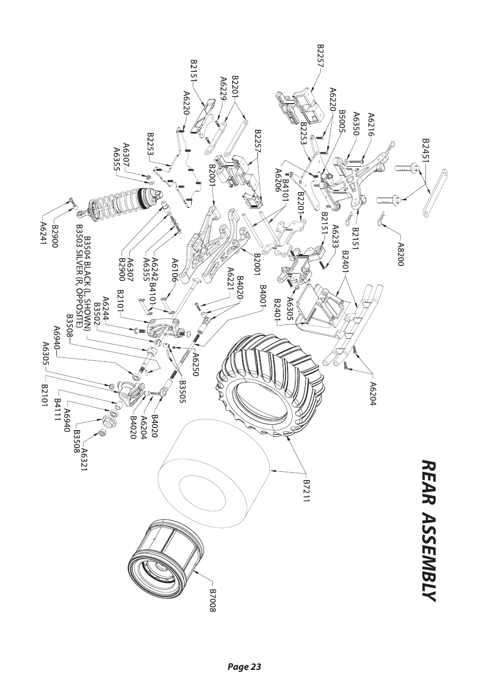 Rear assembl y | Losi LOSB0020 User Manual | Page 23 / 28