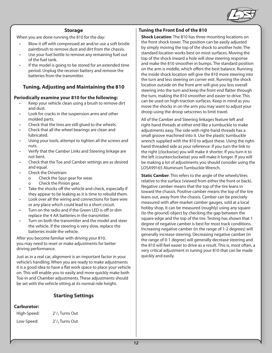 Losi LOSB0021 User Manual | Page 12 / 20