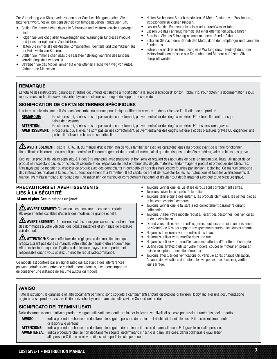 Losi LOSB0024 User Manual | Page 3 / 64