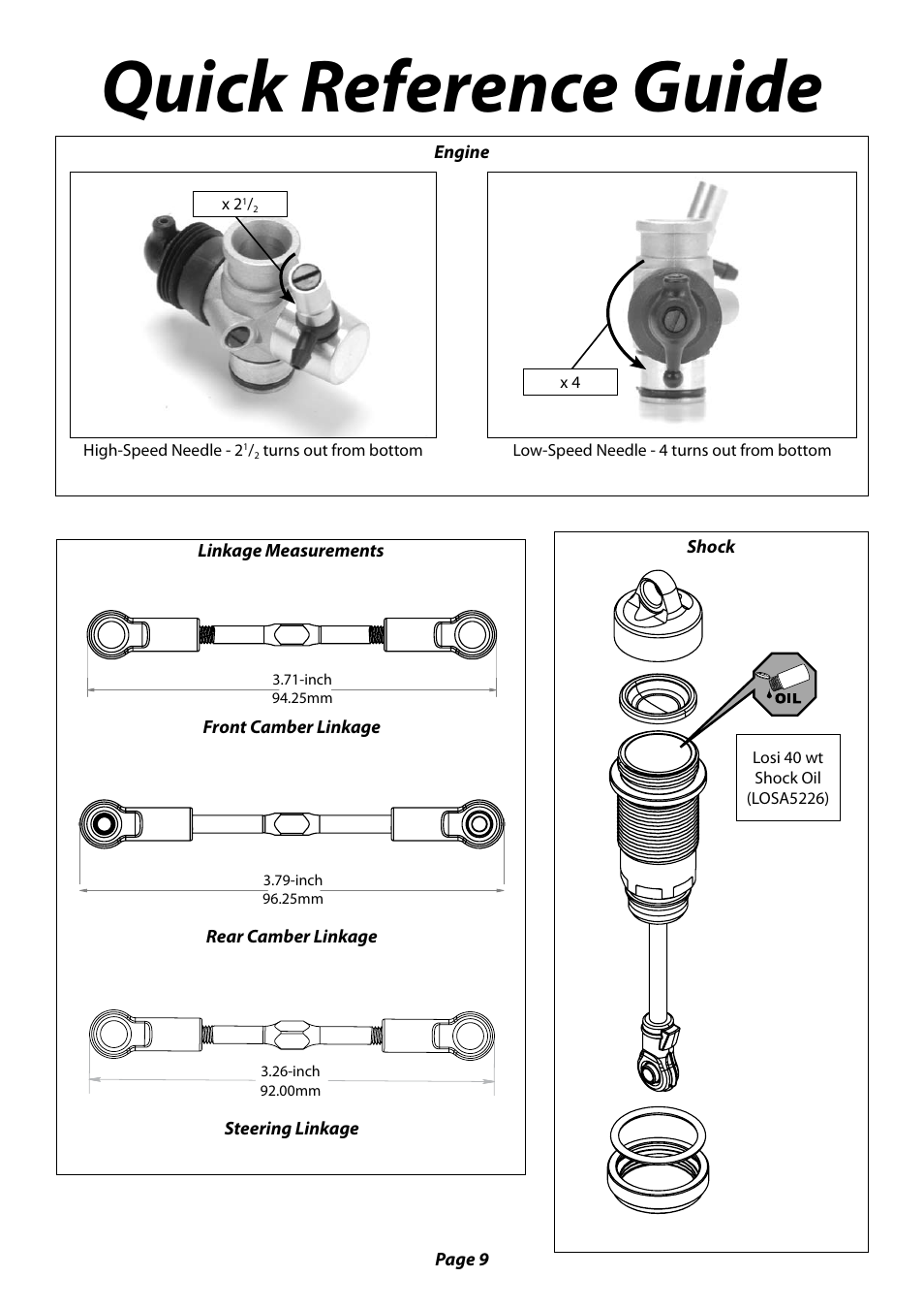 Quick reference guide | Losi LOSB0084 Manual User Manual | Page 9 / 12