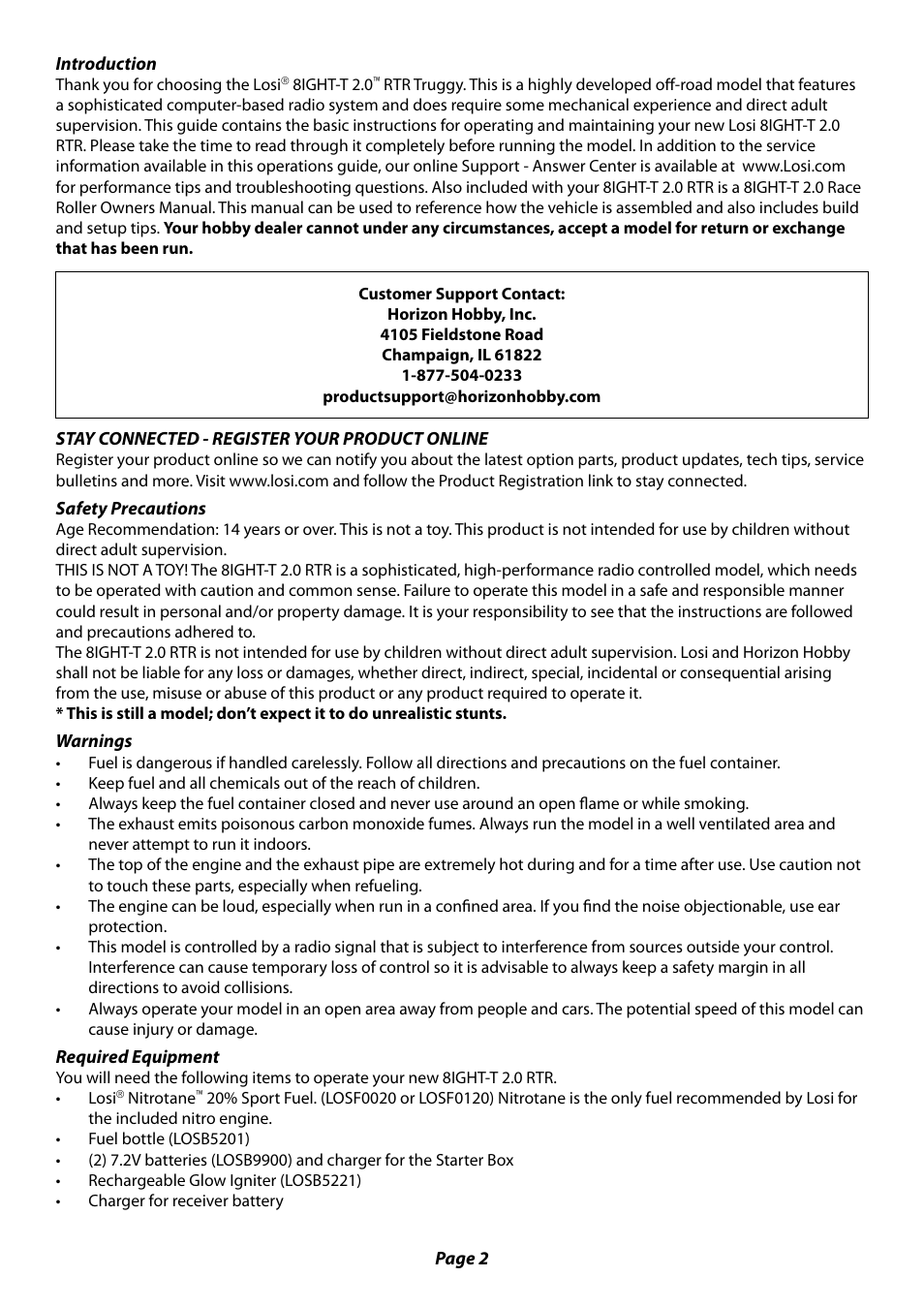 Losi LOSB0085 Manual User Manual | Page 2 / 12