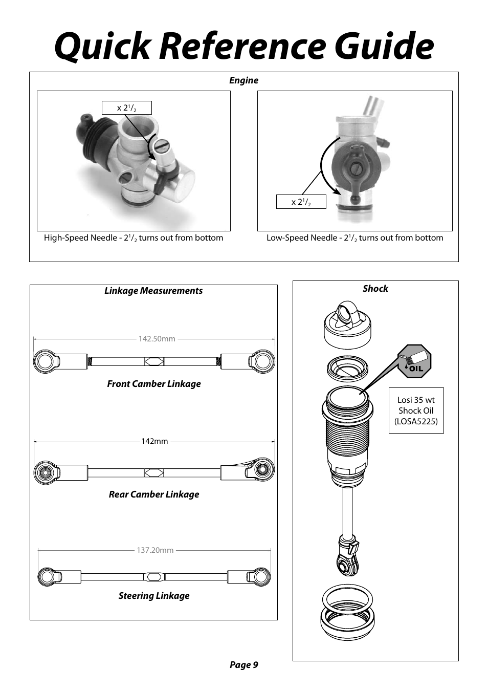 Quick reference guide | Losi LOSB0085 Manual User Manual | Page 9 / 12