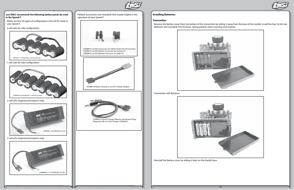 Installing batteries: transmitter | Losi LOSB0101 User Manual | Page 6 / 21