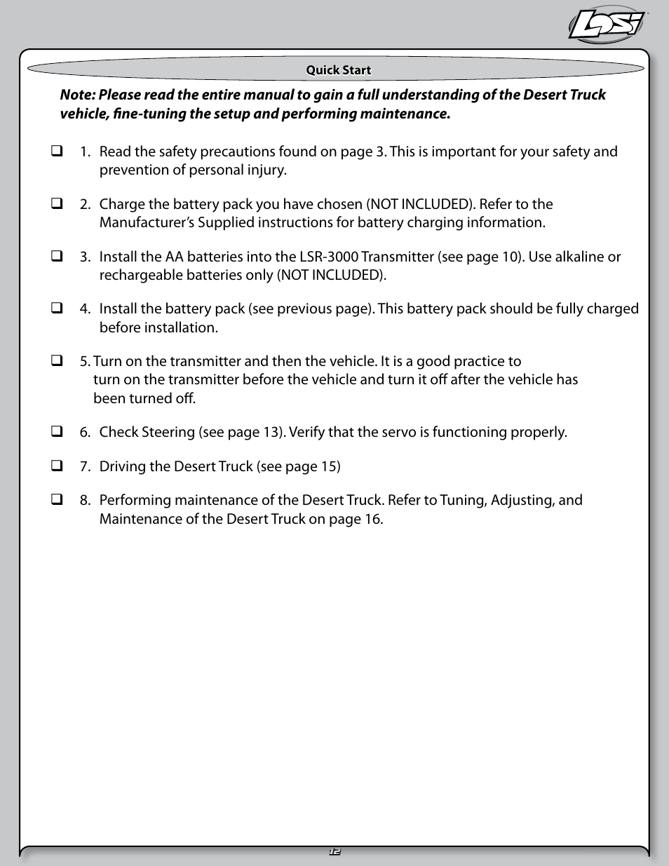 Losi LOSB0102 User Manual | Page 12 / 32