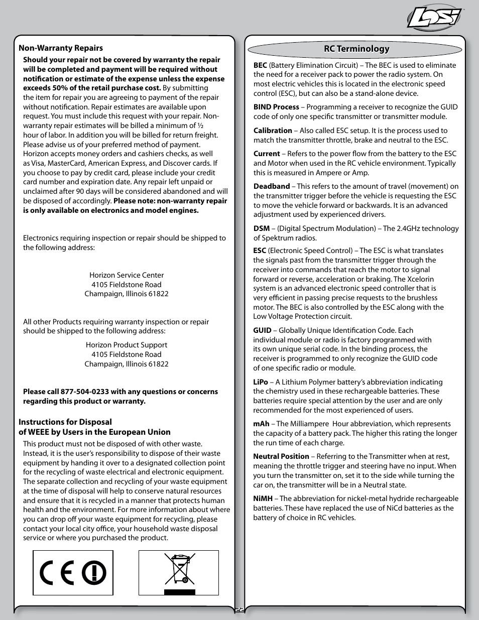 Losi LOSB0102 User Manual | Page 22 / 32