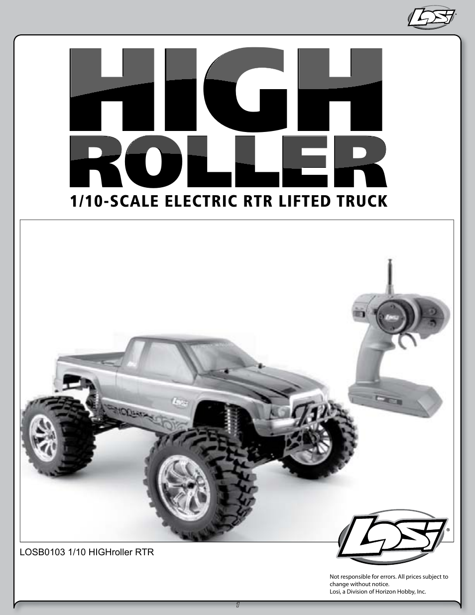 Losi LOSB0103 User Manual | 11 pages