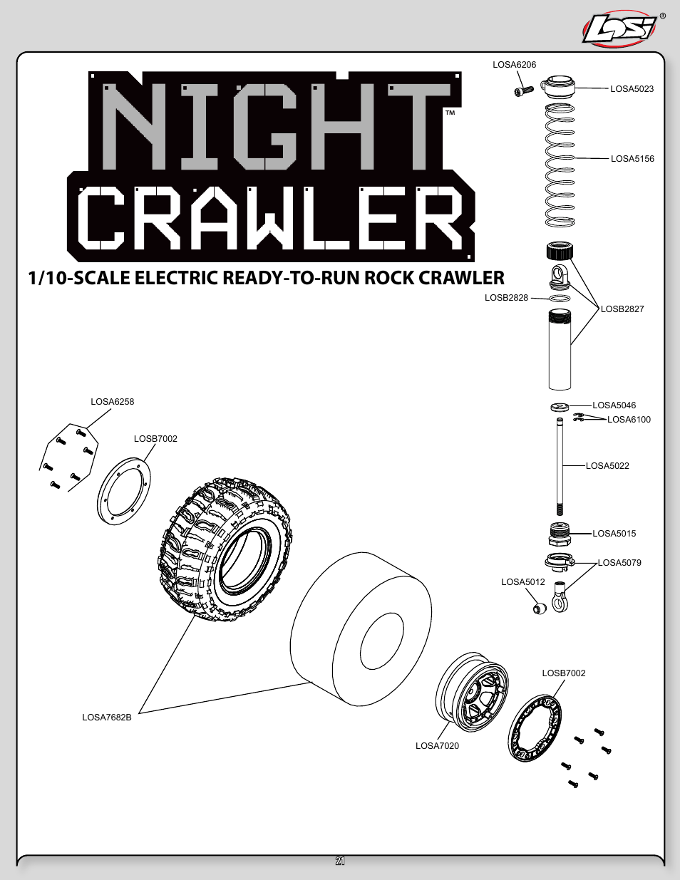 Night crawler manual pg 24.pdf, 1/10-scale electric ready-to-run rock crawler | Losi LOSB0104T2 User Manual | Page 24 / 24