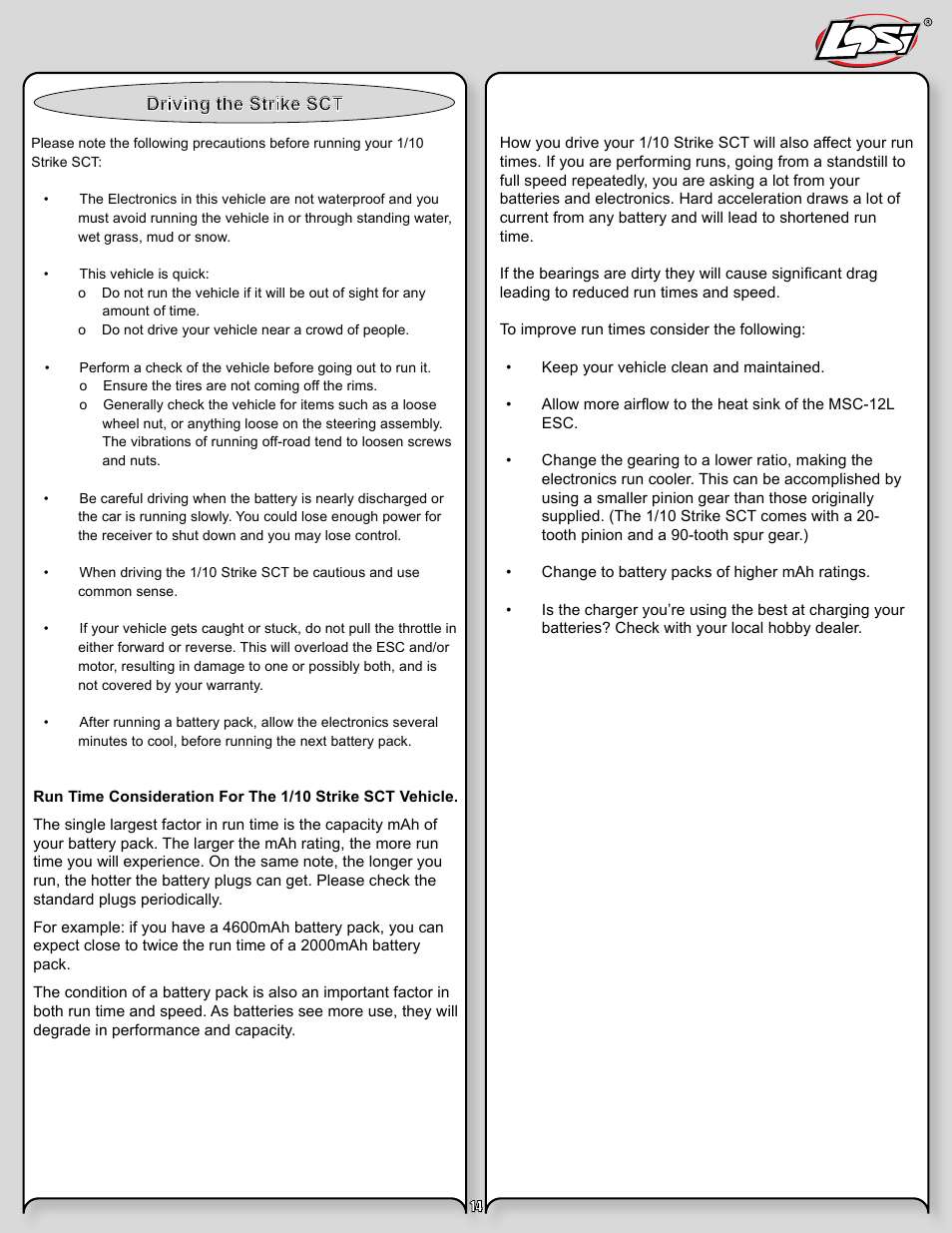 Driving the strike sct | Losi LOSB0105BD User Manual | Page 14 / 36