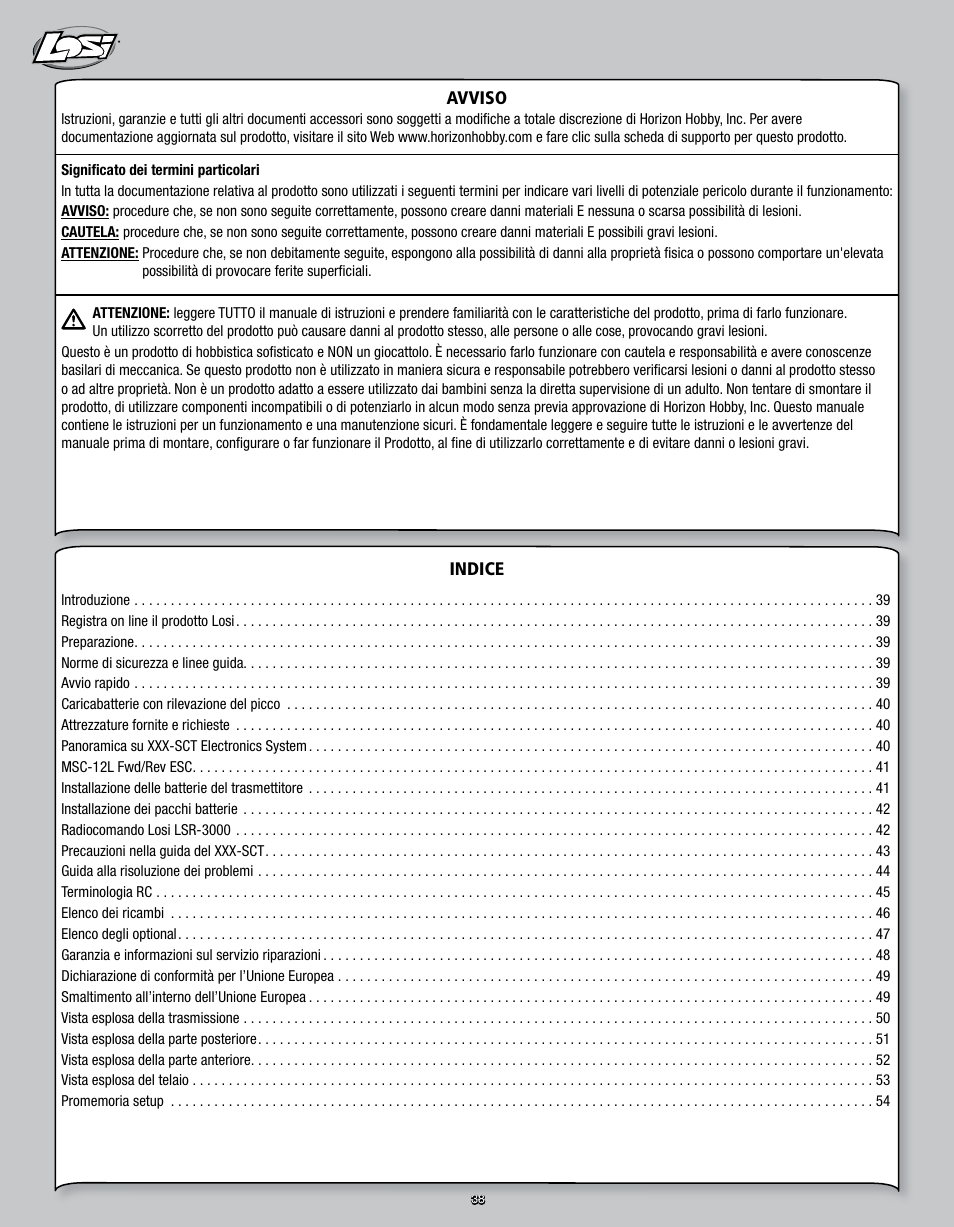 Losi LOSB0109 User Manual | Page 38 / 56