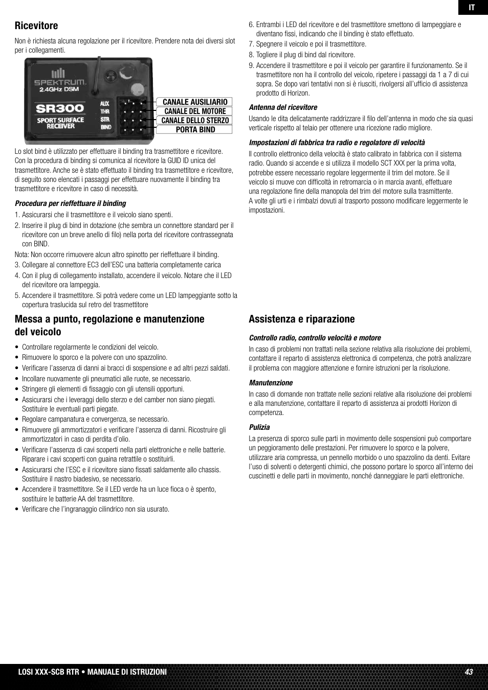 Assistenza e riparazione, Ricevitore | Losi LOSB0112 User Manual | Page 43 / 56