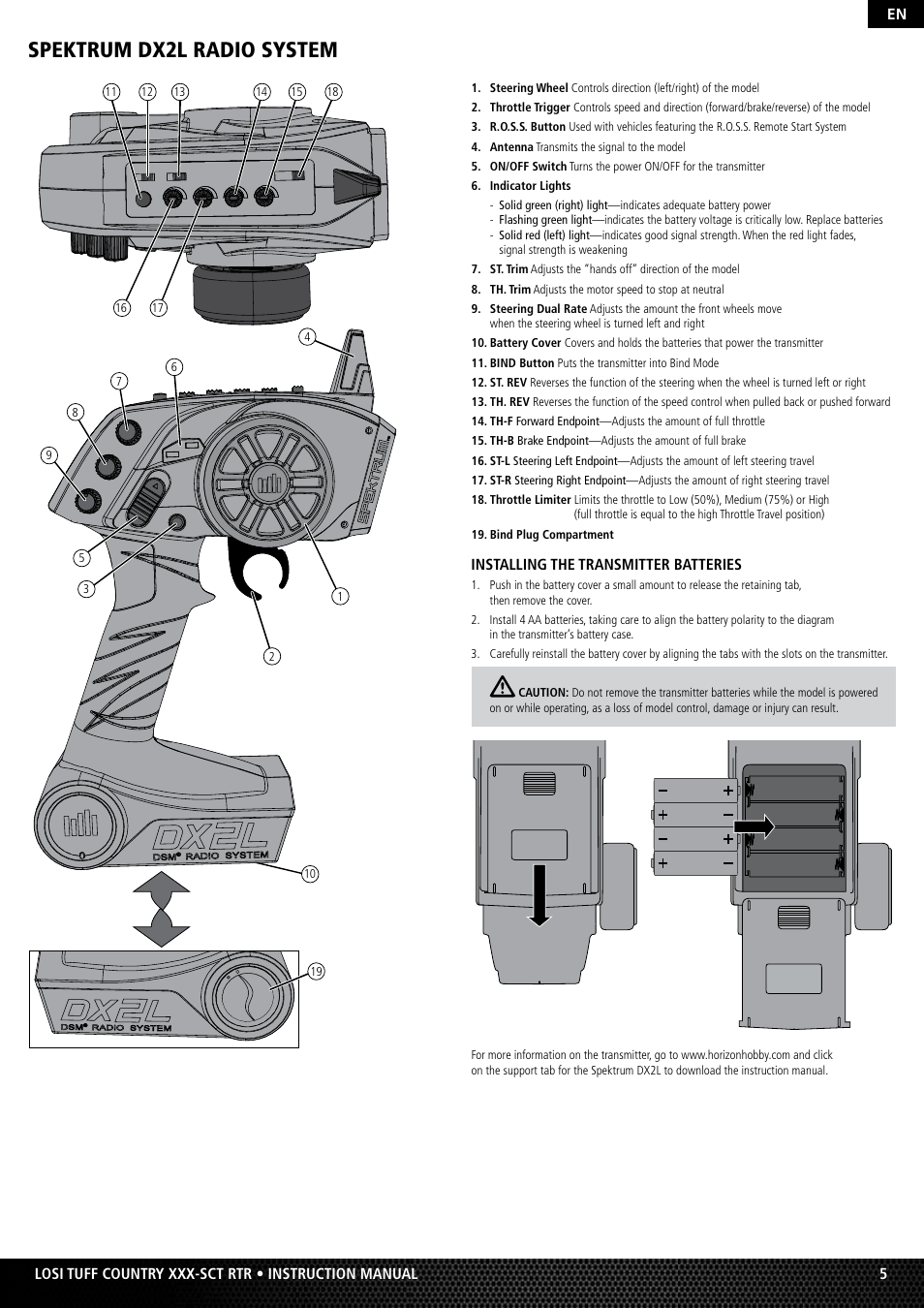 Spektrum dx2l radio system | Losi LOSB0115 User Manual | Page 5 / 11