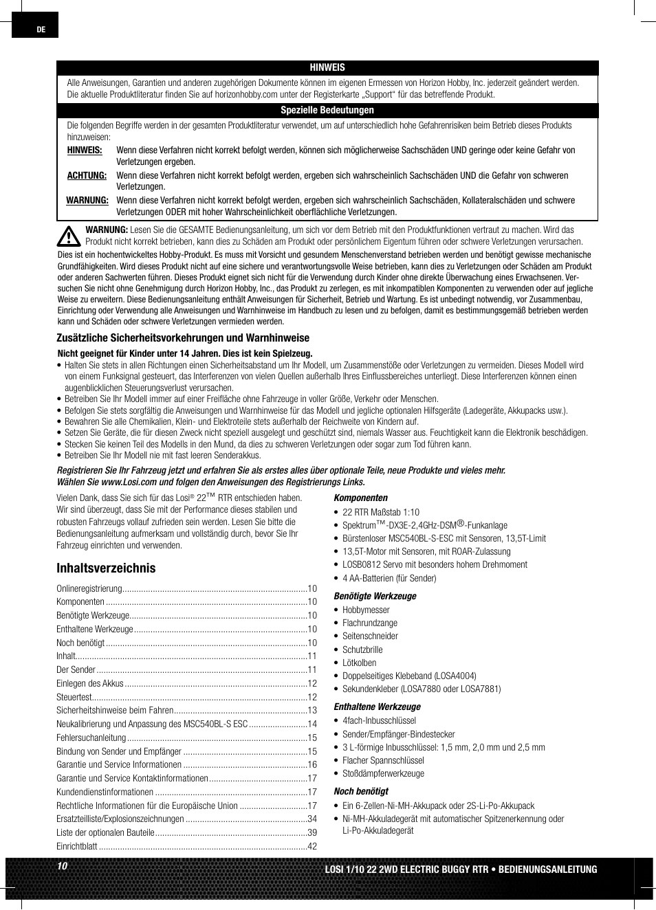 Losi LOSB0122 User Manual | Page 10 / 44