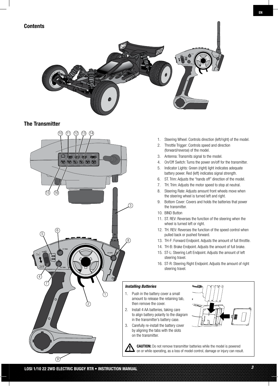 Losi LOSB0122 User Manual | Page 3 / 44