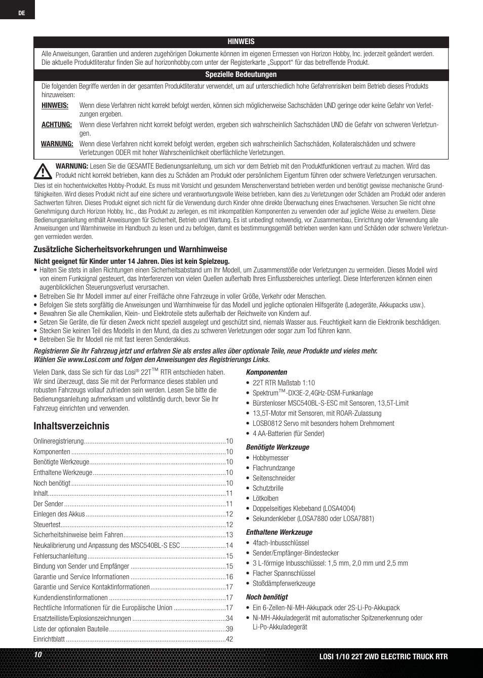 Losi LOSB0123 User Manual | Page 10 / 44