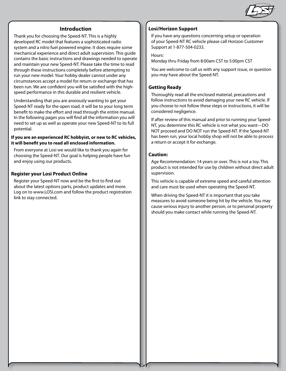 Losi LOSB0125 User Manual | Page 2 / 24