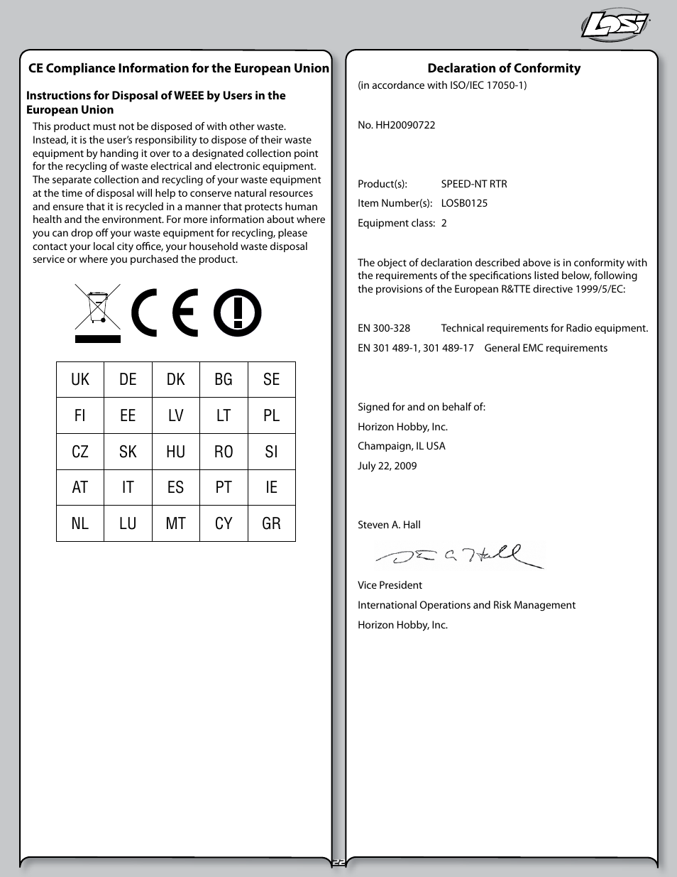 Losi LOSB0125 User Manual | Page 22 / 24