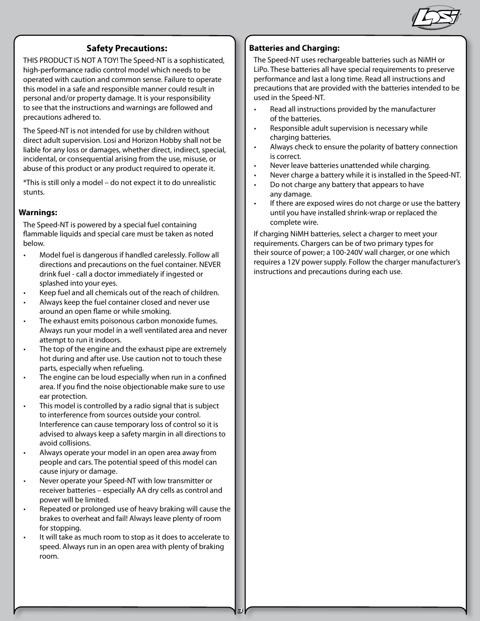 Losi LOSB0125 User Manual | Page 3 / 24