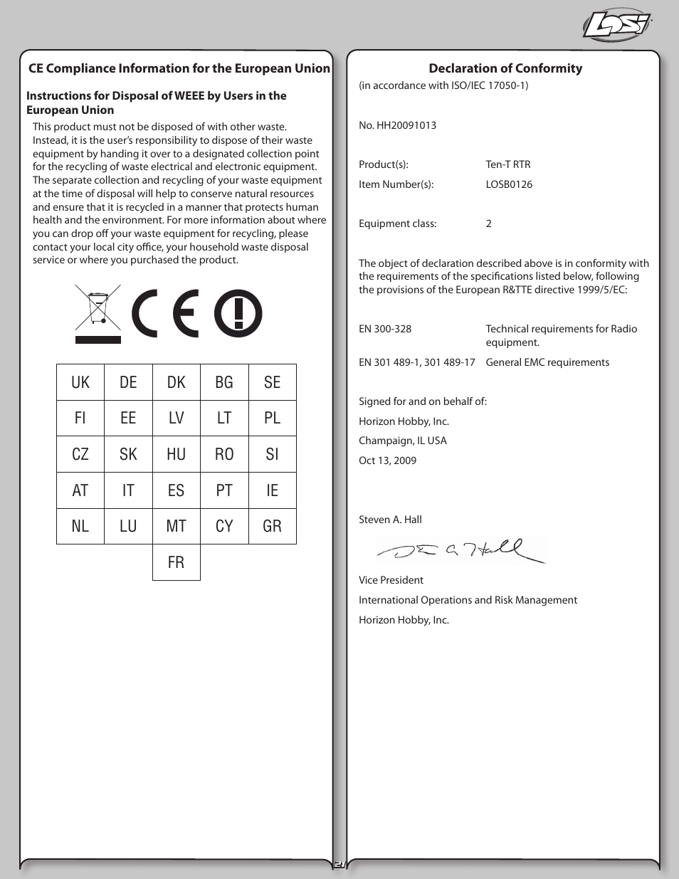 Losi LOSB0126 User Manual | Page 21 / 24