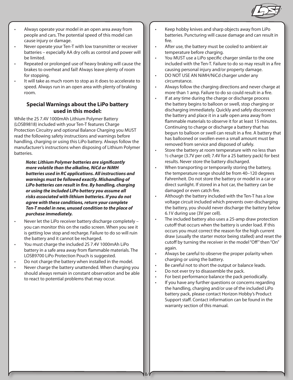 Losi LOSB0126 User Manual | Page 3 / 24