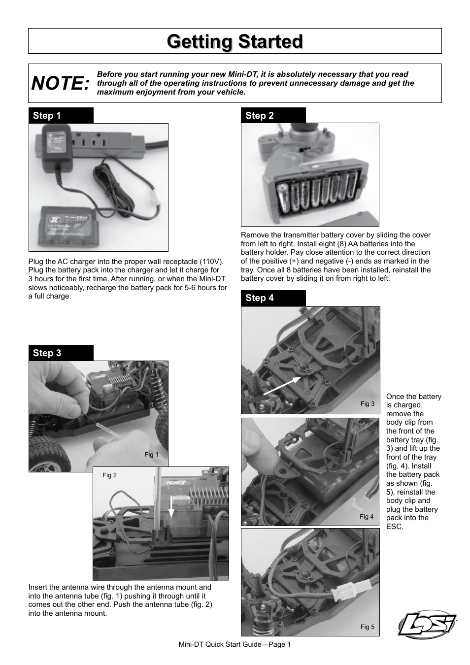 Losi LOSB0202T3 Quick Start User Manual | 4 pages