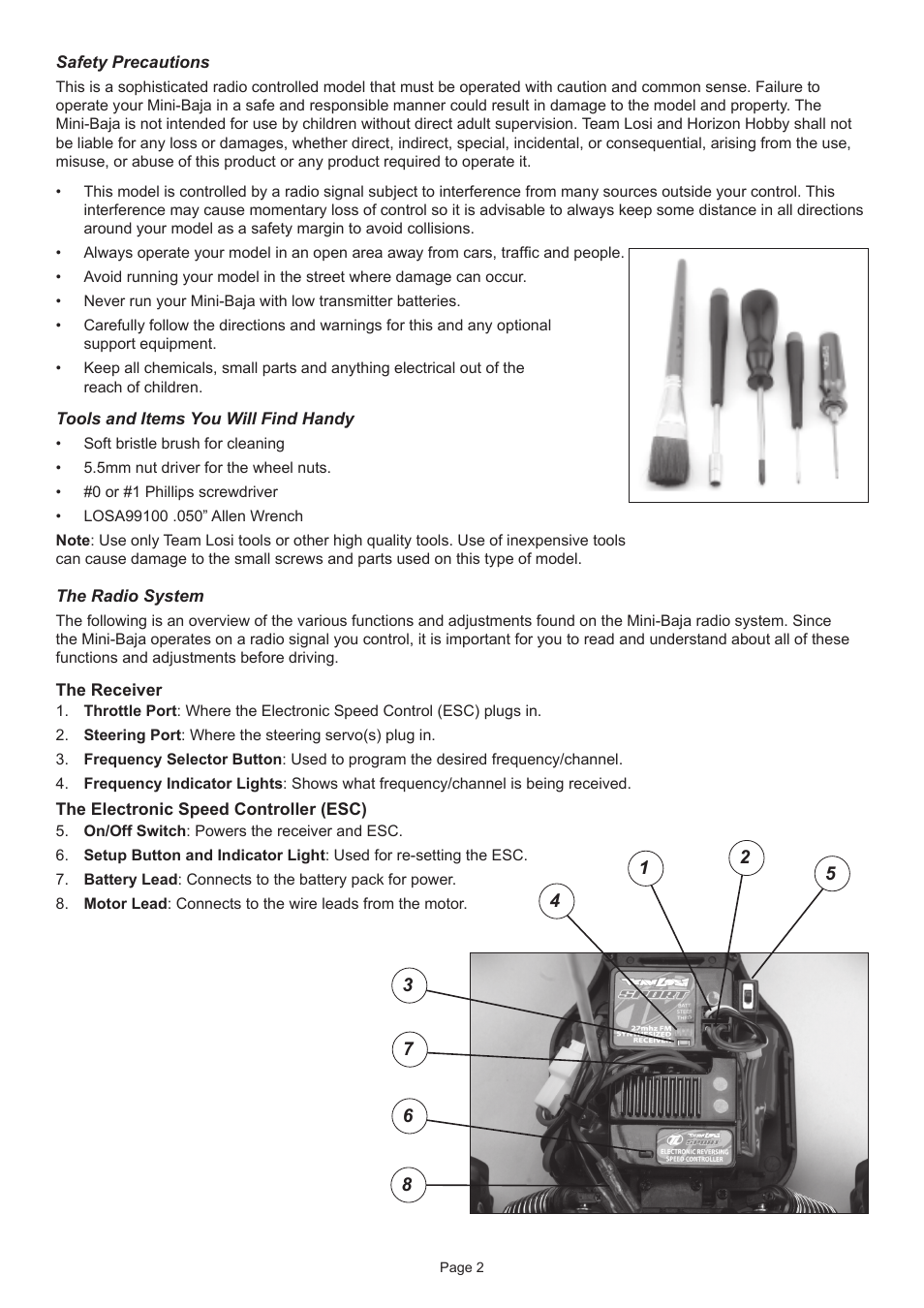 Losb0203mini-baja_manual 2.pdf | Losi LOSB0203 Manual User Manual | Page 2 / 8