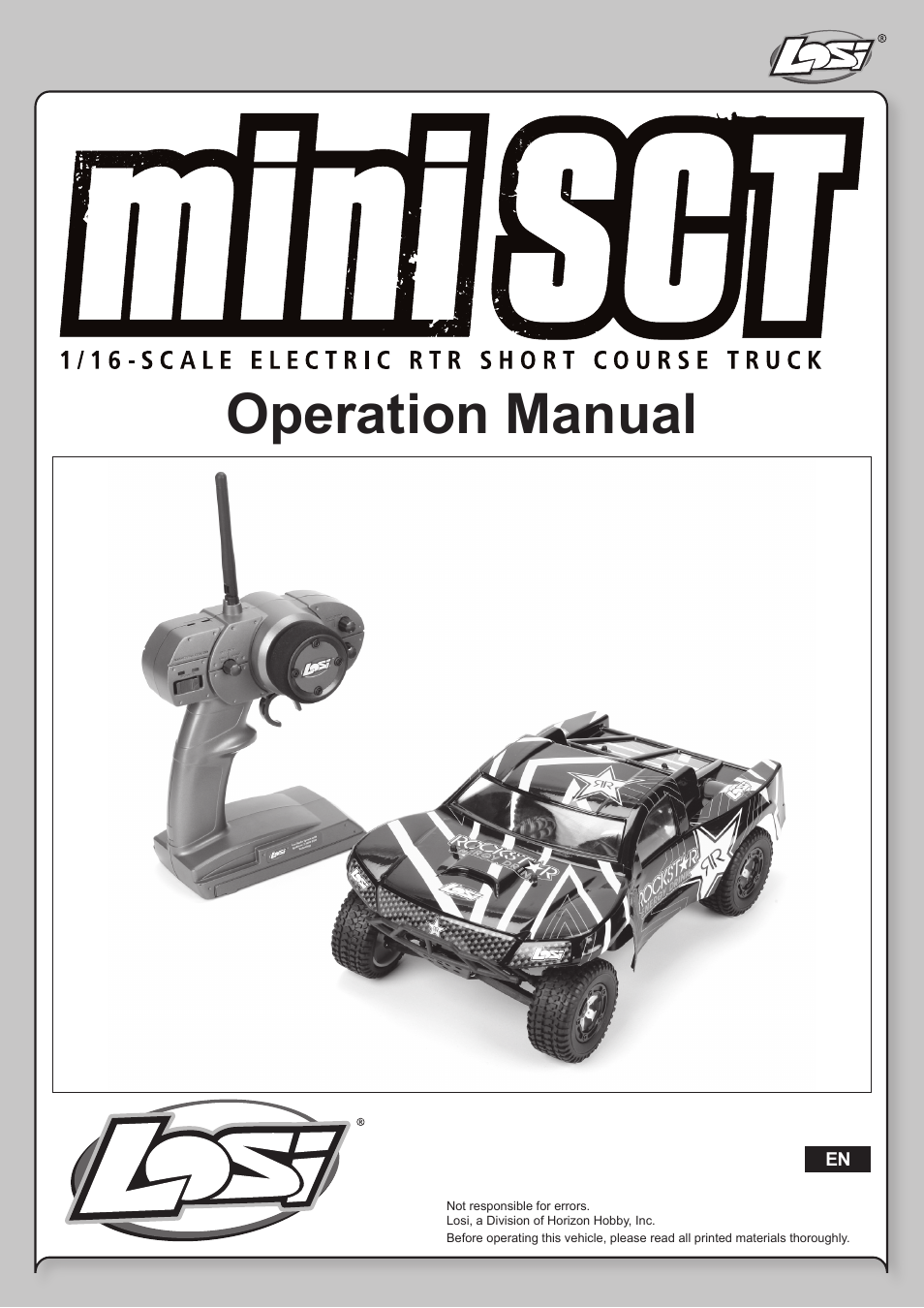 Operation manual | Losi LOSB0209 User Manual | Page 3 / 20