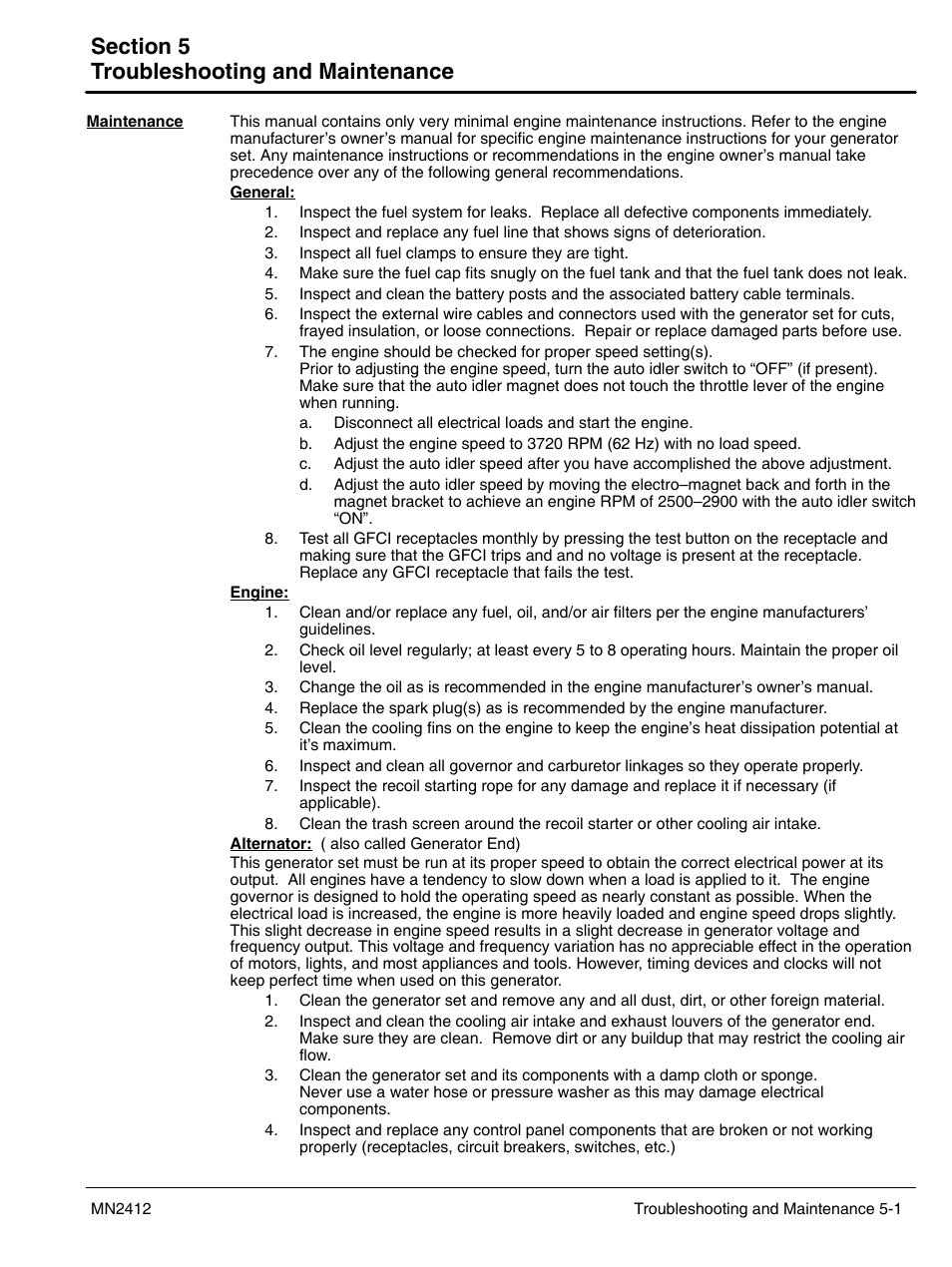 5 troubleshooting and maintenance | Baldor MN2412 User Manual | Page 21 / 32