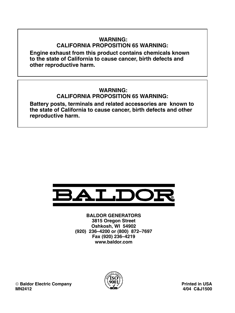 Baldor MN2412 User Manual | Page 32 / 32