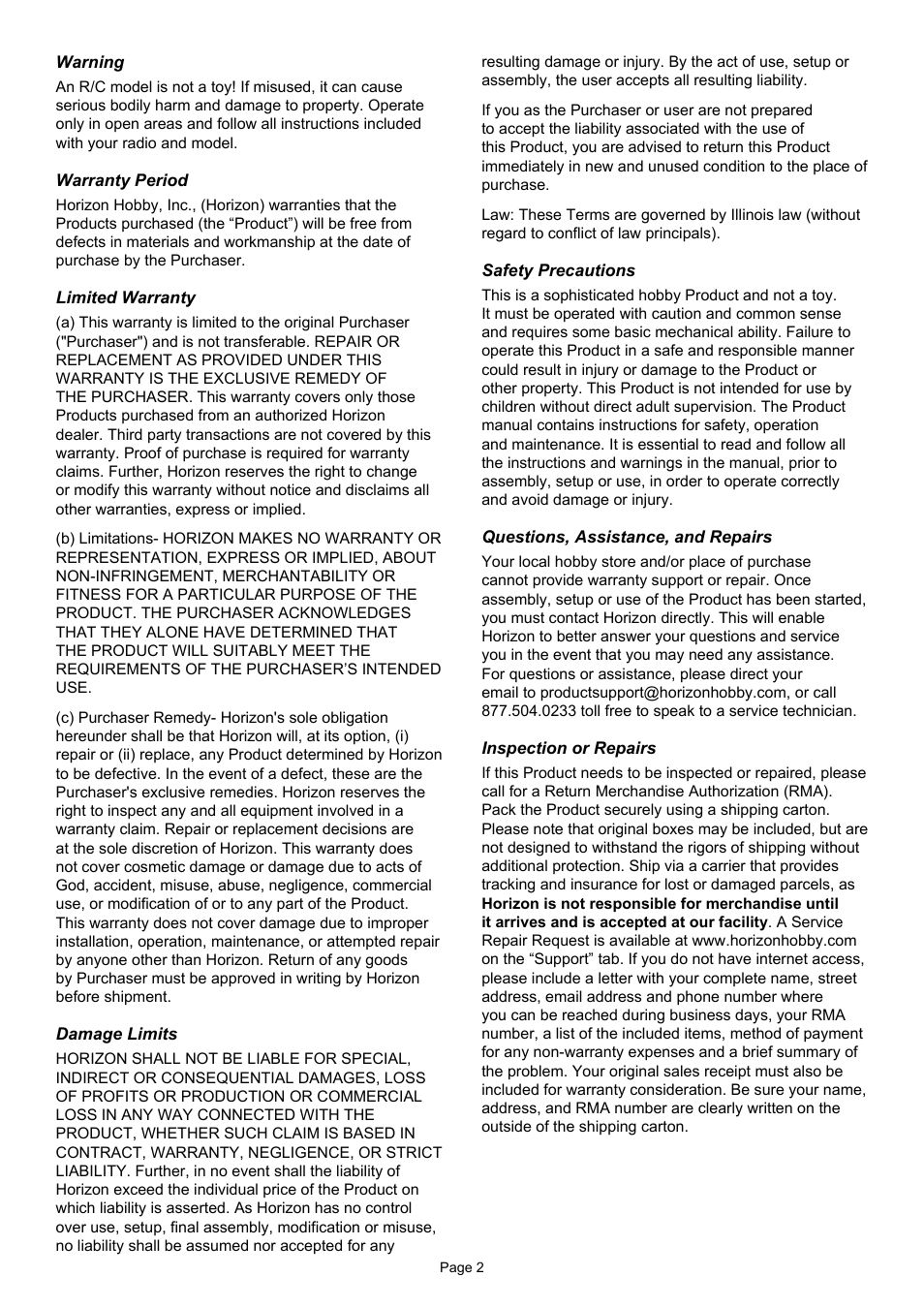 Losi LOSB0217 Manual User Manual | Page 2 / 12