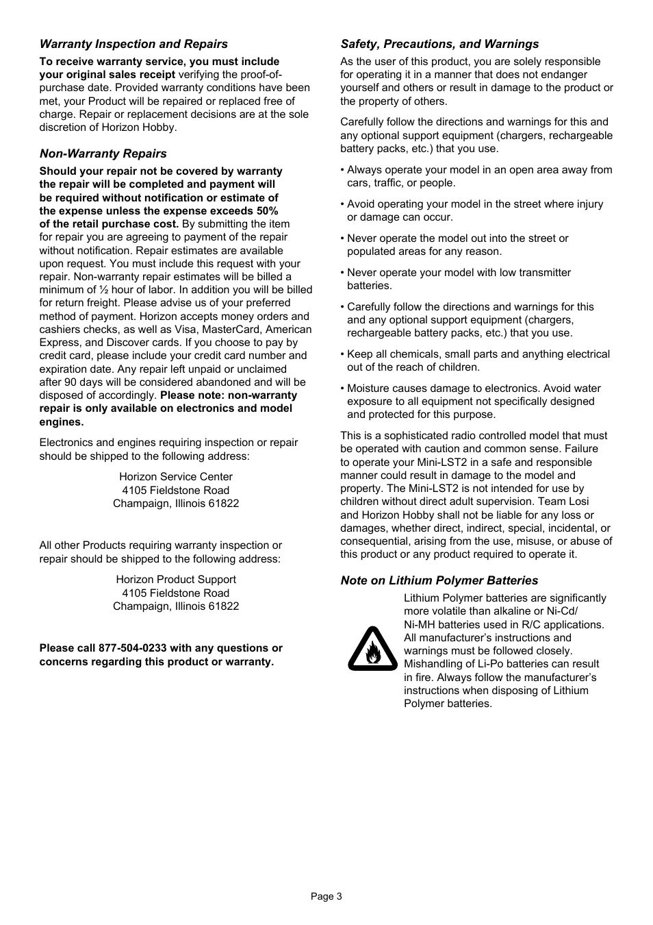 Losi LOSB0217 Manual User Manual | Page 3 / 12