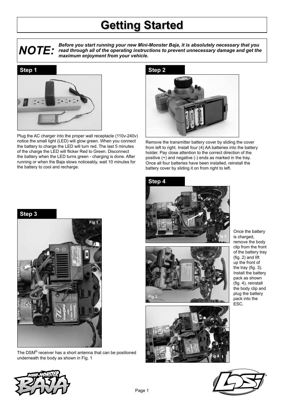 Losi LOSB0218 Getting Started User Manual | 4 pages