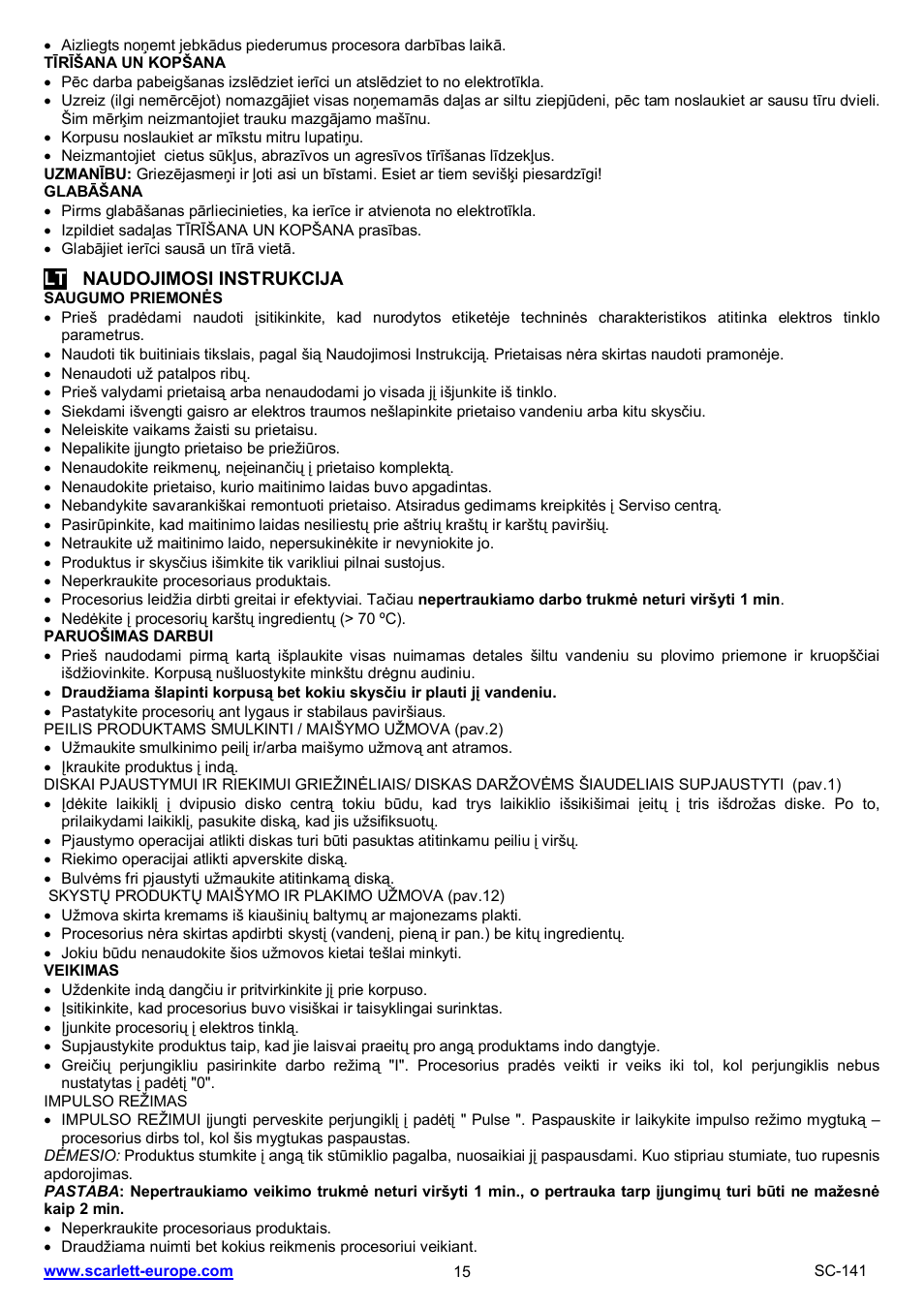 Scarlett SC-141 User Manual | Page 15 / 20