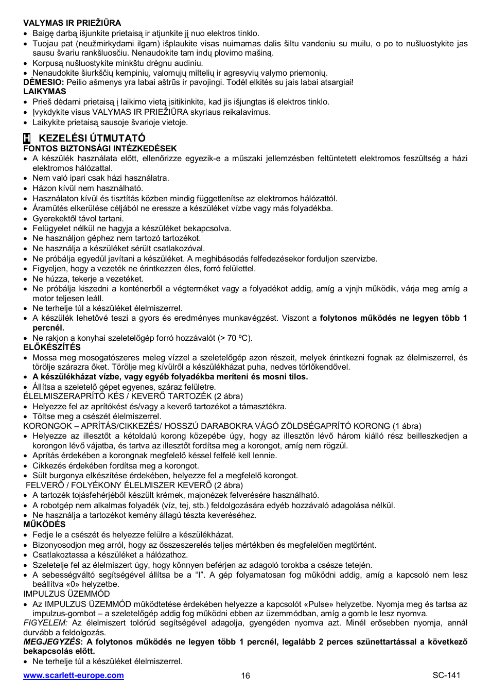 Scarlett SC-141 User Manual | Page 16 / 20